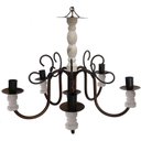 Ver imagem 1 de Pendente Lustre De Madeira E Ferro Rustico para Decoração de Quarto - Verniz & Branco