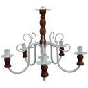 Ver imagem 1 de Pendente Lustre De Madeira E Ferro Rustico para Decoração de Quarto - Branco & Verniz