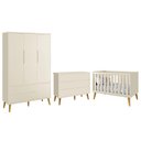 Ver imagem 1 de Dormitório Completo Infantil Theo 3 Portas, Cômoda 6 Gavetas e Berço Areia Fosco com Pés