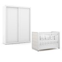 Ver imagem 1 de Berço Americano com Capitonê New Boucle e Guarda Roupa Tutto New 2 Portas Branco Acetinado - Matic