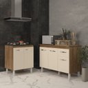Ver imagem 2 de Balcão Para Cooktop 4 Bocas Fran e Armário Aline 118 cm Cozinha Gabinete Savana Off White com Tampo 