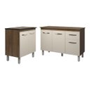 Ver imagem 1 de Balcão Para Cooktop 4 Bocas Fran e Armário Aline 118 cm Cozinha Gabinete Savana Off White com Tampo 