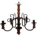 Ver imagem 1 de Pendente Lustre De Madeira E Ferro Rustico para Decoração de Quarto - Verniz