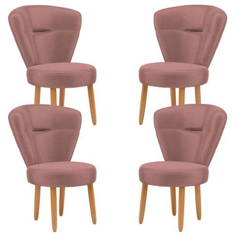 Jogo 4 Poltronas para Estúdio de Beleza Recepção Sala de Jantar Confortável Tecido Veludo