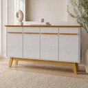 Ver imagem 1 de Aparador Buffet para Sala de Jantar 4 Portas 160cm Magno B02 Naturalle Off White - Lyam Decor