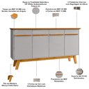 Ver imagem 5 de Aparador Buffet para Sala de Jantar 4 Portas 160cm Magno B02 Naturalle Off White - Lyam Decor