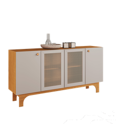 Buffet Mdp e Mdf Puxadores em Abs e Pés em Mdf Telado Cinamomo e Off - 1