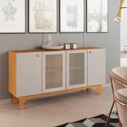 Buffet Mdp e Mdf Puxadores em Abs e Pés em Mdf Telado Cinamomo e Off - 2