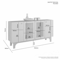 Buffet Mdp e Mdf Puxadores em Abs e Pés em Mdf Telado Cinamomo e Off - 4