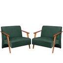 Ver imagem 1 de Poltrona Namoradeira Venus Braço Madeira Maciça Suede Unidecor Verde
