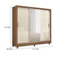 Ver imagem 5 de Guarda Roupa Casal França 3 Portas Deslizantes e 2 Gavetas Jequitibá/Off White com Espelho e Pés