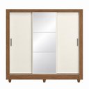 Ver imagem 3 de Guarda Roupa Casal França 3 Portas Deslizantes e 2 Gavetas Jequitibá/Off White com Espelho e Pés