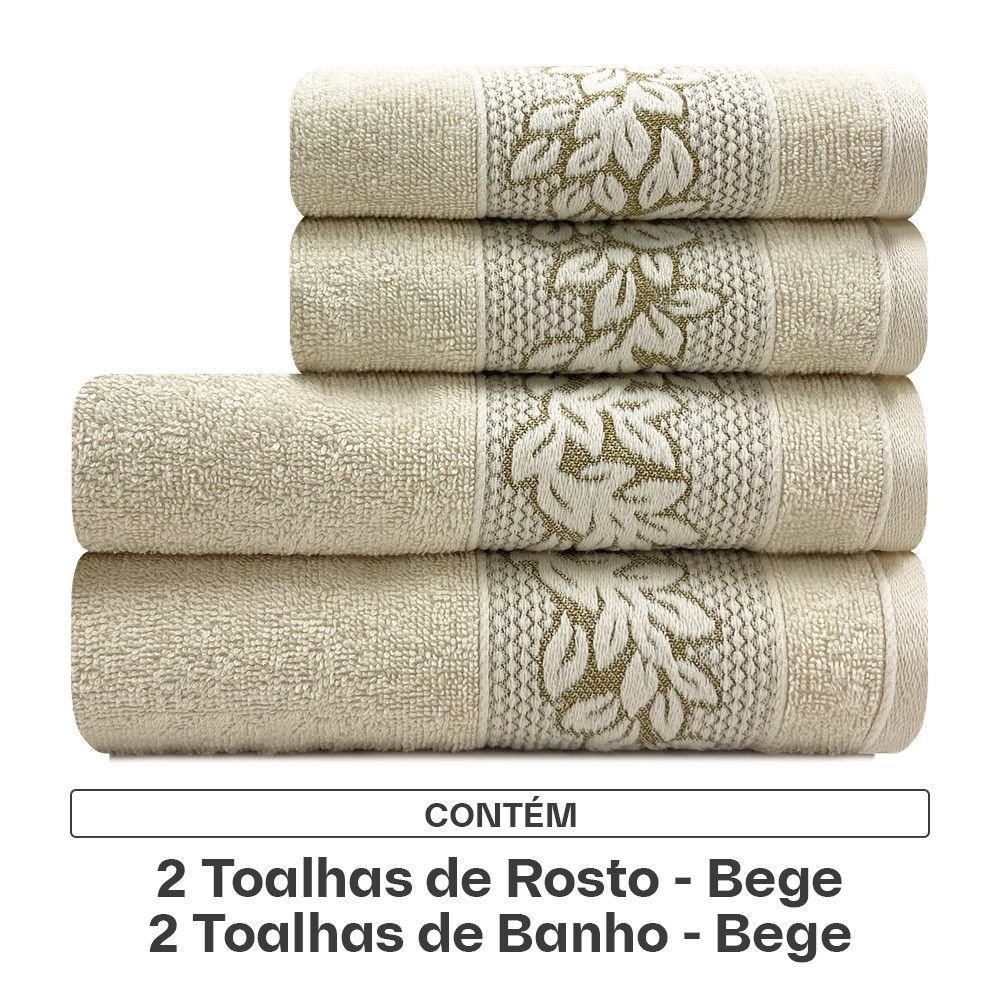 Toalhas de Banho e Rosto 100 Algodão Kit com 4 Peças Karsten Provence ...