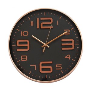 Relógio Parede Redondo Rosê Preto 34X34Cm