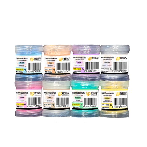 Kit 8 Pigmento Epóxi em Pasta Cores Light 25g Vip Resinas