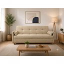 Ver imagem 1 de Sofá Cama Iris 2.10 2 Lugares 210cm Bege Linho com Baú Interno e Cama Dobrável
