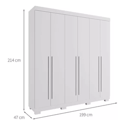 Guarda Roupa Casal Agata 6 Pts 199 La Mdp - Branco - Acp - 3