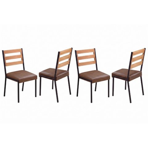 Cadeiras para Sala de Jantar 4 Unidades Londres Courino Marrom Preto Fosco