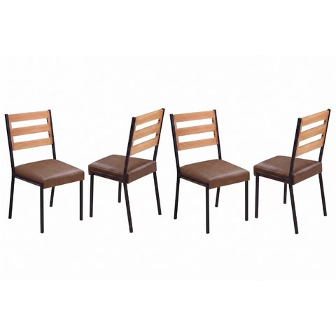 Cadeiras para Sala de Jantar 4 Unidades Londres Courino Marrom Preto Fosco