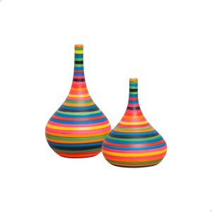 Dupla de Vasos de Cerâmica Garrafas Jasmim para Decoração Colorido