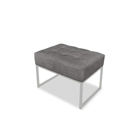 Puff Moderno  Cinza Com Base em Metal Branco