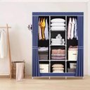 Ver imagem 2 de Guarda Roupa Portatil Prateleiras Armario Organizador Brinquedos Arara Cabideiro Sapatos Azul