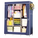 Ver imagem 1 de Guarda Roupa Portatil Prateleiras Armario Organizador Brinquedos Arara Cabideiro Sapatos Azul