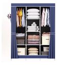 Ver imagem 3 de Guarda Roupa Portatil Prateleiras Armario Organizador Brinquedos Arara Cabideiro Sapatos Azul