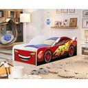 Ver imagem 1 de Mini Cama Carro Infantil Juvenil Adesivada Mcqueen Vermelho com Proteção Lateral