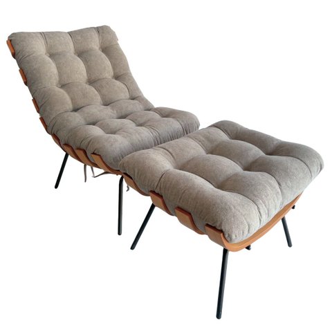 Poltrona Costela Cinza Boucle Decorativa Sala Quarto Puff