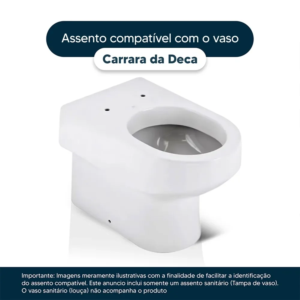 Tampa de Vaso Laqueado Com Amortecedor Carrara Preto para Bacia Deca com Ferragem Preta - 2