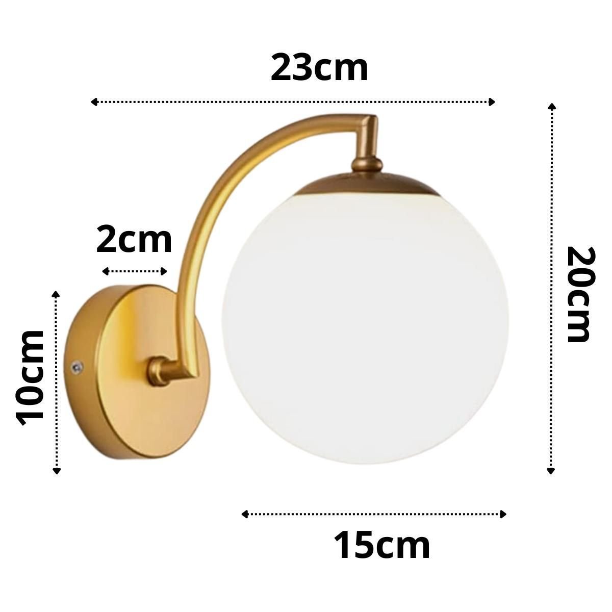 Ver imagem 6 de Luminária Arandela Globo 15cm Parede E27 Jabuticaba Kjbd-437:dourada