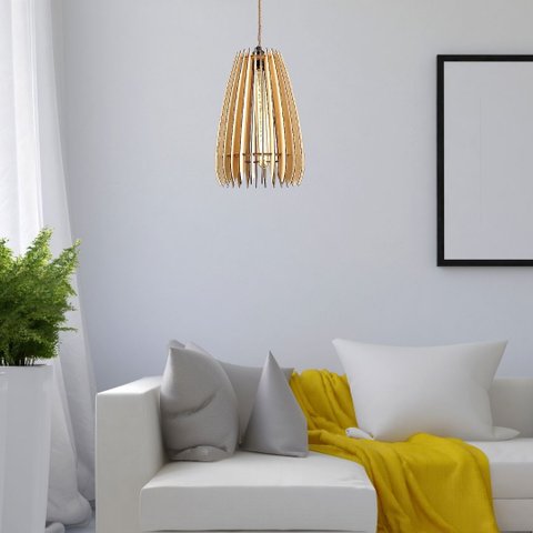Luminária Teto tipo Pendente em MDF - Completa