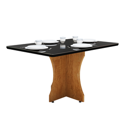Mesa de Jantar Retangular 4 Lugares com Tampo de Vidro Laqueado em Mdf - 2
