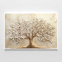Ver imagem 3 de Quadro Decorativo Árvore da Vida Folhas Delicadas Flores Brancas Sala Quarto Casa Escritório
