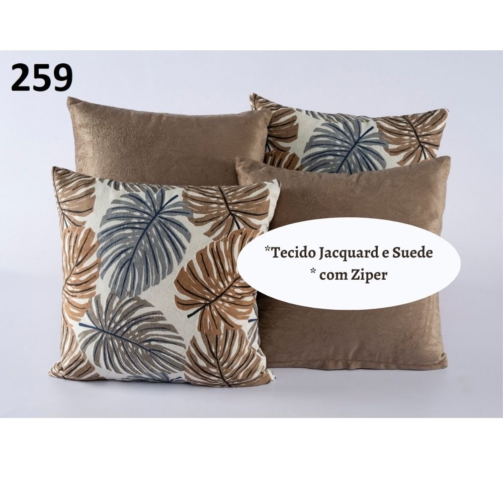 Capa Almofada Estampada Jacquard Decorativas com Ziper 4 unidades:R259 - 2