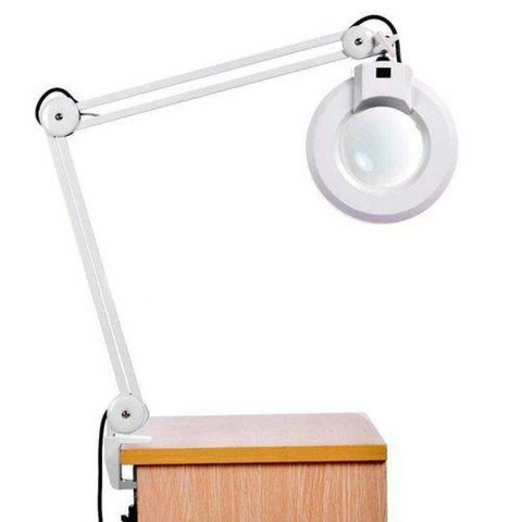 Lupa Estetica para Mesa Bivolt Luminária de LED Retratil Articulavel Giratoria Lente Optico Ampla De