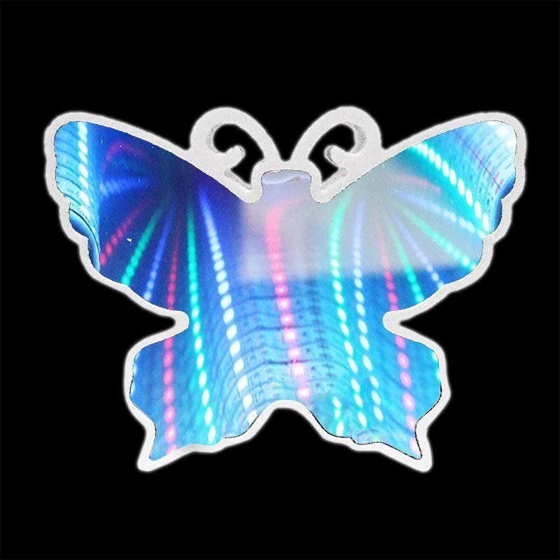 Luminária 3D Infinito Borboleta Espelho LED Luz Profundidade Quarto (Qz3802) - Colorido - 2