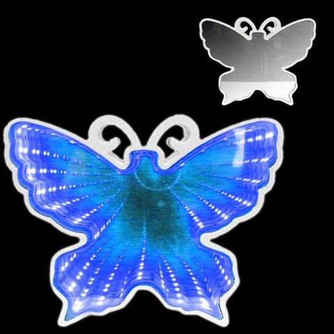 Luminária 3D Infinito Borboleta Espelho LED Luz Profundidade Quarto (Qz3802) - Azul