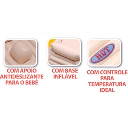 Banheira Inflavel para Bebe Indica Temperatura Banho Crianca Bege - 4
