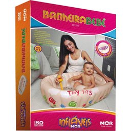 Banheira Inflavel para Bebe Indica Temperatura Banho Crianca Bege - 3