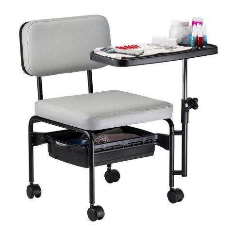 Cirandinha Cadeira Manicure Mesa Gaveta Belga Preta Cinza