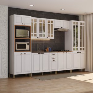 Cozinha Americana Modulada 6 Peças Torre Quente Cristaleira Vidros Reflecta Paris