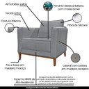 Ver imagem 3 de Poltrona Decorativa Pés em Madeira Tarantino Linho Cinza - Gran Belo