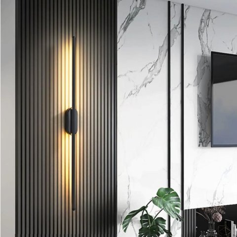 Luminária de Parede Interna Arandela Led 14w Vector Preta Moderna com 3 Cores de Luz Bivolt