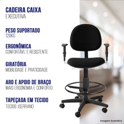 Cadeira Caixa Alta Balcão Executiva com Rodizio e Braço - 7