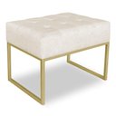 Ver imagem 1 de Puff Lisa Linho Bege Base Metálica Industrial Dourado