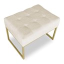 Ver imagem 4 de Puff Lisa Linho Bege Base Metálica Industrial Dourado