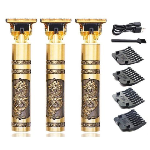 Kit com 3 Maquininhas Dragão de Aparar Barba e Cortar Cabelo