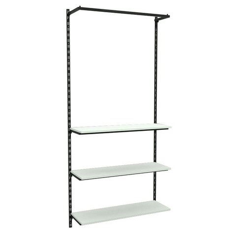 Conjunto Estante Cremalheira 3 Prateleiras 1 Arara 94x200 cm Comac Preto